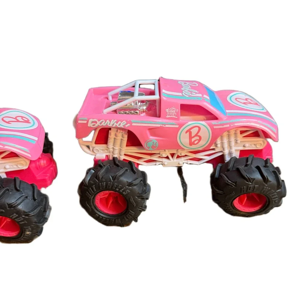 Hot Wheels Barbie Monster Trucks Pink HNV02 Set of 2 No Remotes